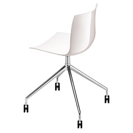Arper Catifa 46 0369 Drehgestell mit Rollen Stuhl - Weiß PO101 / Gestell Verchromt