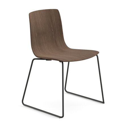 Arper Aava 02 - 7624 - Kufengestell Stuhl - V25 Schwarz matt  - L0028 - Nussbaum