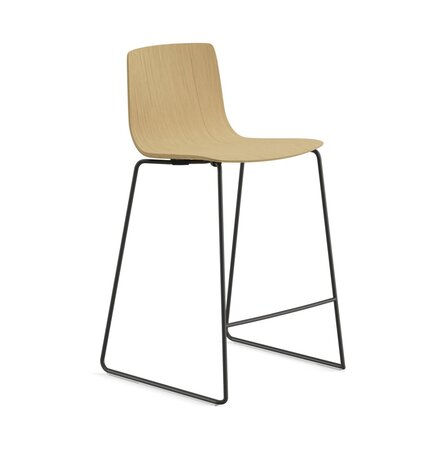 Arper Aava 02 - 7628 - Thekenhocker - V25 Schwarz matt  - L0022 - Eiche Natur