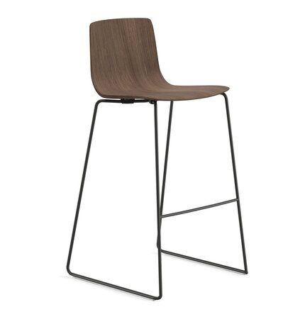 Arper Aava 02 - 7629 - Barhocker - V25 Schwarz matt  - L0028 - Nussbaum