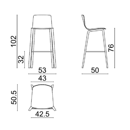 Arper Aava 02 - 7631 - Barhocker