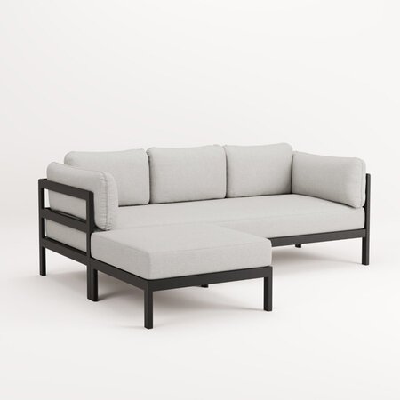 EASY CORNER SOFA – 3 TO 4 SEATS - GRAPHITE BLACK - HEATHER GREY