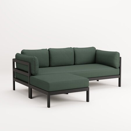 EASY CORNER SOFA – 3 TO 4 SEATS - GRAPHITE BLACK - FOREST GREEN 