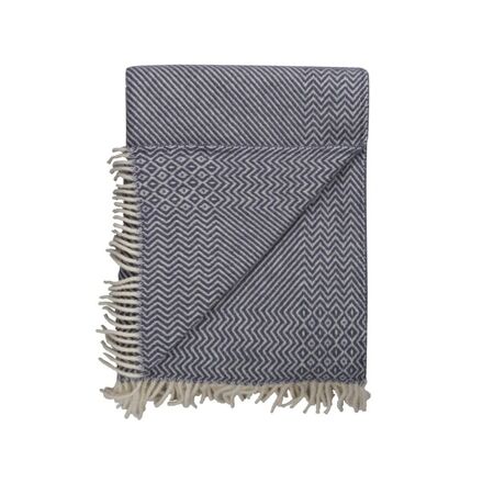 Røros Tweed Lammwolldecke Kattefot 140 x 220 cm von Røros Tweed Mitternachtsblau