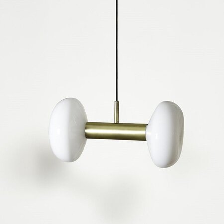 Eno Studio Gambi Two Brass & Opal Pendant Light