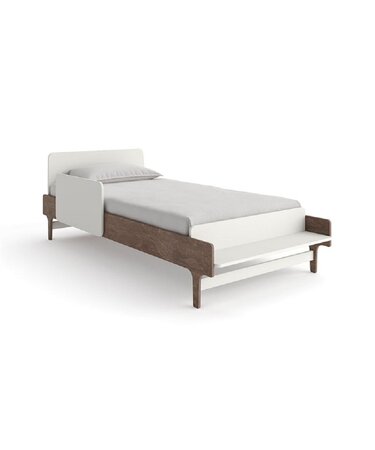 Oeuf River Twin Bed - White/Walnut