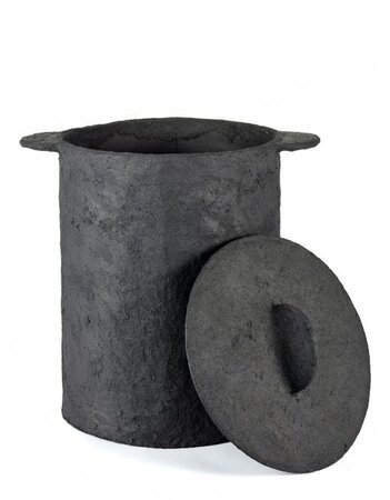 Serax Basket+Lid+Linen Bag Black Earth