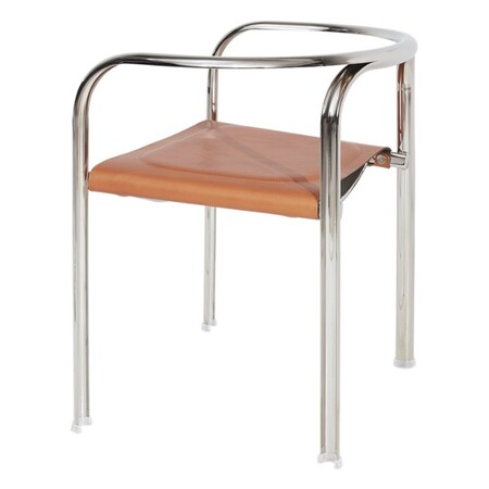 Tecta Tecta Split Chair Leder Cognac, Ohne, Stahlrohr verchromt