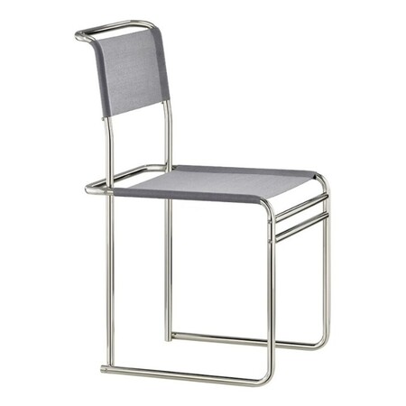 Tecta Tecta B40 Stuhl Bauhaus-Gurt Grau, Stahlrohr Vernickelt, Ohne