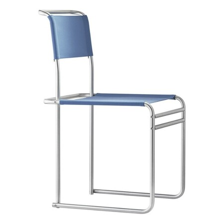 Tecta Tecta B40 Stuhl Bauhaus-Gurt Hellblau, Stahlrohr Vernickelt, Ohne
