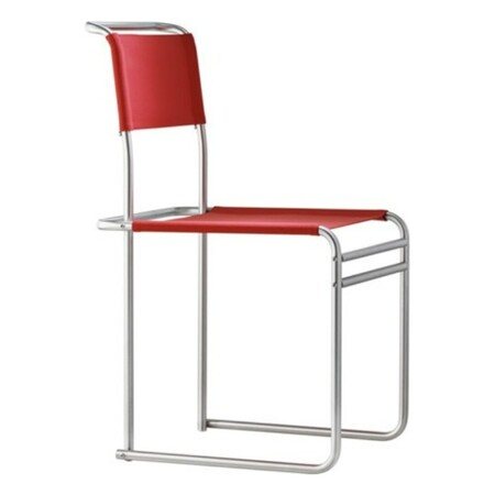 Tecta Tecta B40 Stuhl Bauhaus-Gurt Rot, Stahlrohr Vernickelt, Ohne