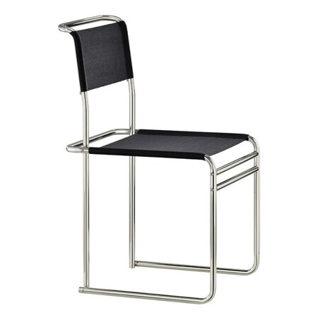 Tecta Tecta B40 Stuhl Bauhaus-Gurt Schwarz, Stahlrohr Vernickelt, Ohne