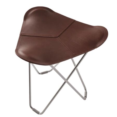 cuero Hocker in Leder Flying Goose von Cuero Chocolate, Chrome