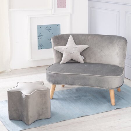 Roba Bundle Lil Sofa Inkl Kindersofa Sternenhocker & Dekokissen Stern - Silbergrau