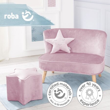 Roba Bundle Lil Sofa Inkl Kindersofa Sternenhocker & Dekokissen Stern - Rosa/Mauve