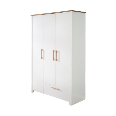 Roba Kleiderschrank Ava 3 Trg In Weiß Mit Deckplatte In Artisan Eiche