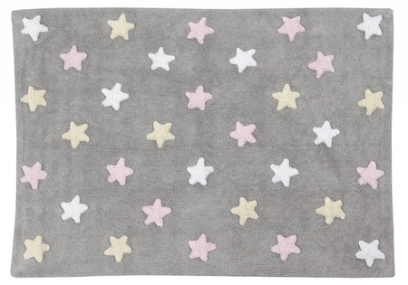 Lorena Canals Tricolor Stars 120 x 160 cm - Grey Pink