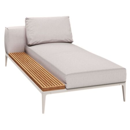 Gloster Gloster Grid Chaise Unit Teak - Outdoor Liegestuhl Element aus Teakholz Bone, Ground Beach, Liegestuhl Element aus Teakholz Rechts