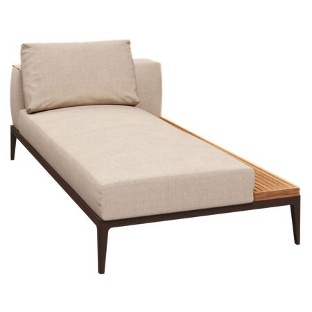 Gloster Gloster Grid Chaise Unit Teak - Outdoor Liegestuhl Element aus Teakholz Java, Ground Sand, Liegestuhl Element aus Teakholz Links