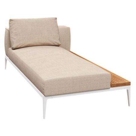 Gloster Gloster Grid Chaise Unit Teak - Outdoor Liegestuhl Element aus Teakholz White, Ground Sand, Liegestuhl Element aus Teakholz Links