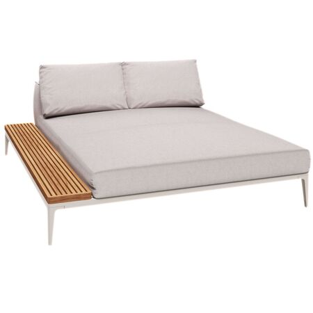 Gloster Gloster Grid Chill Chaise Element Teak - Outdoor Chill Liegestuhl Element aus Teakholz Bone, Ground Beach, Chill Liegestuhl Element aus Teakholz Rechts