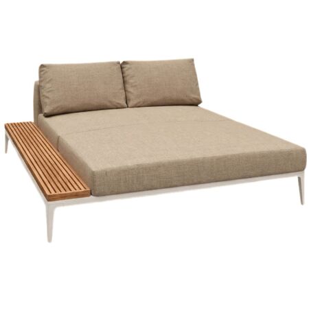 Gloster Gloster Grid Chill Chaise Element Teak - Outdoor Chill Liegestuhl Element aus Teakholz Bone, Ground Sand, Chill Liegestuhl Element aus Teakholz Rechts