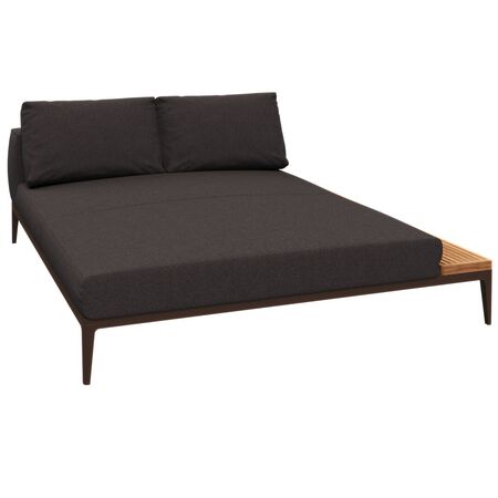 Gloster Gloster Grid Chill Chaise Element Teak - Outdoor Chill Liegestuhl Element aus Teakholz Java, Ground Charcoal, Chill Liegestuhl Element aus Teakholz Links