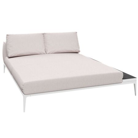 Gloster Grid Chill Chaise Unit Ceramic - Outdoor Chill Liegestuhl Element aus Keramik White / Nero Ceramic, Ground Beach, Links