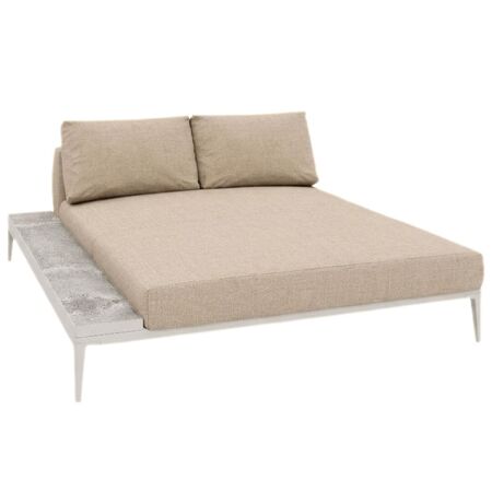 Gloster Grid Chill Chaise Unit Ceramic - Outdoor Chill Liegestuhl Element aus Keramik Bone / Grigio Ceramic, Ground Sand, Rechts