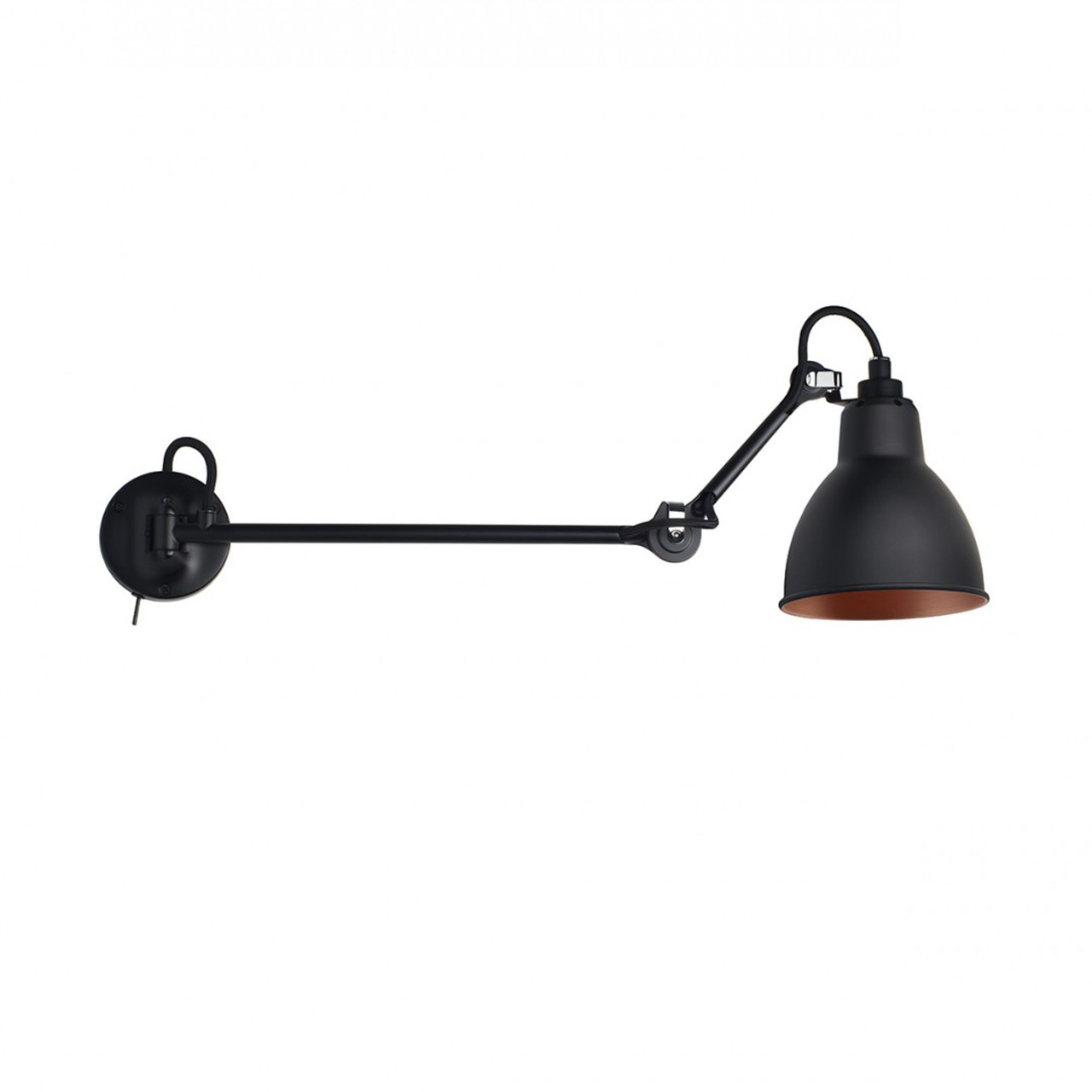 DCW Éditions Wandleuchte 'Lampe Gras N°204 L40'  Schwarz-Schwarz-Kupfer