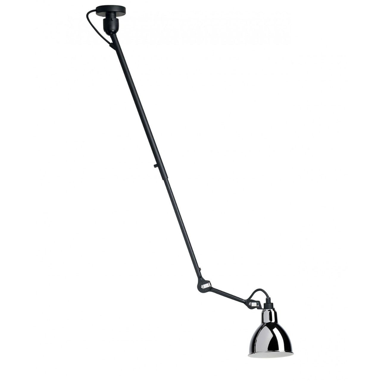 DCW Éditions Runde 'Lampe Gras N°302'  Schwarz-Chrom,  Rund