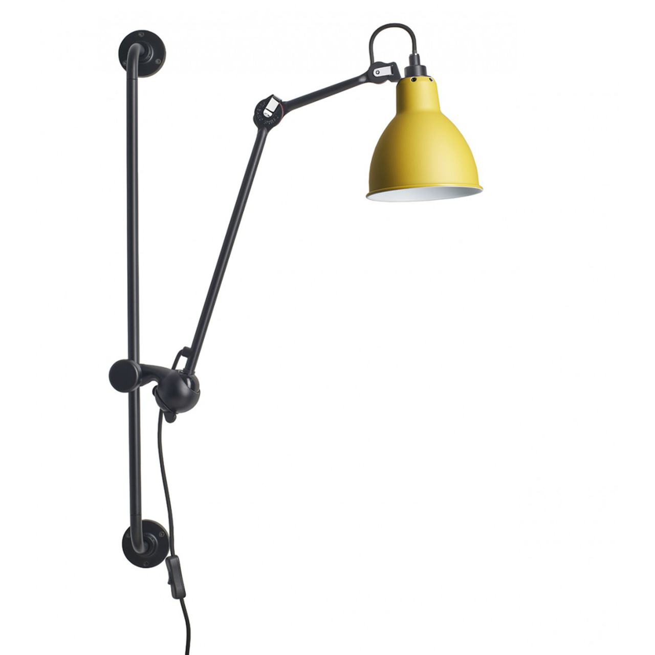 DCW Éditions Runde Wandleuchte 'Lampe Gras N°210'  Schwarz-Gelb,  Rund