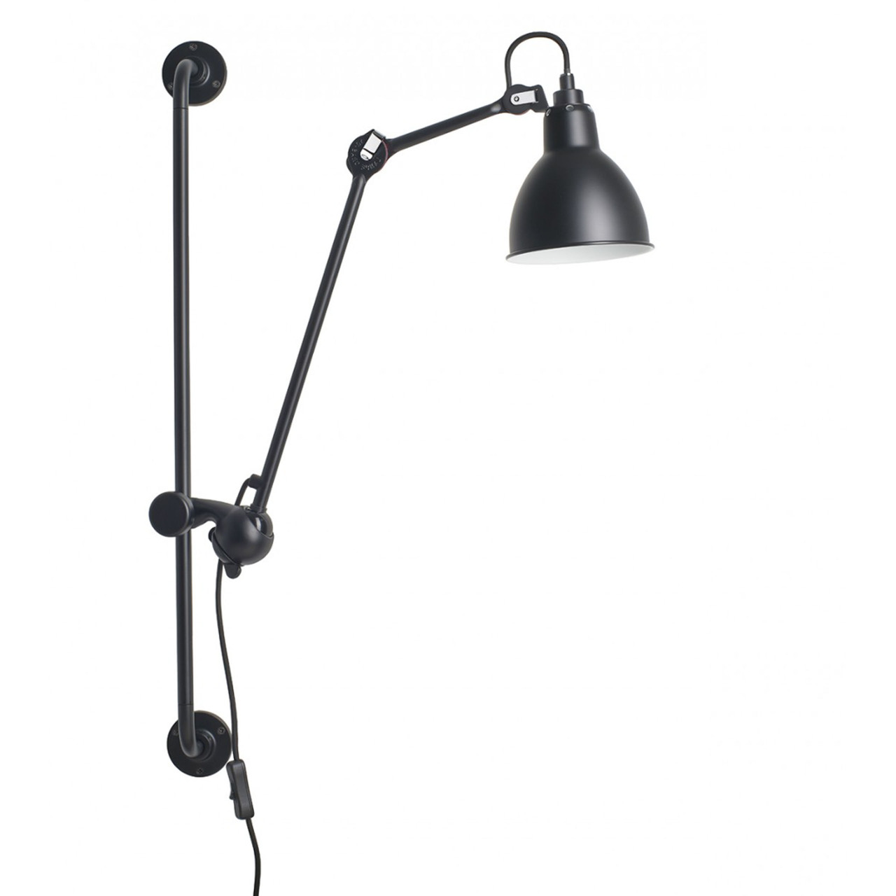 DCW Éditions Runde Wandleuchte 'Lampe Gras N°210'  Schwarz-Schwarz,  Rund