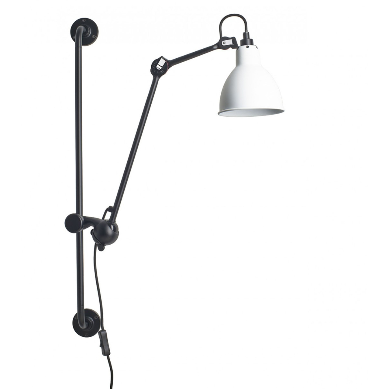 DCW Éditions Runde Wandleuchte 'Lampe Gras N°210'  Schwarz-Mattiertes Glas,  Rund