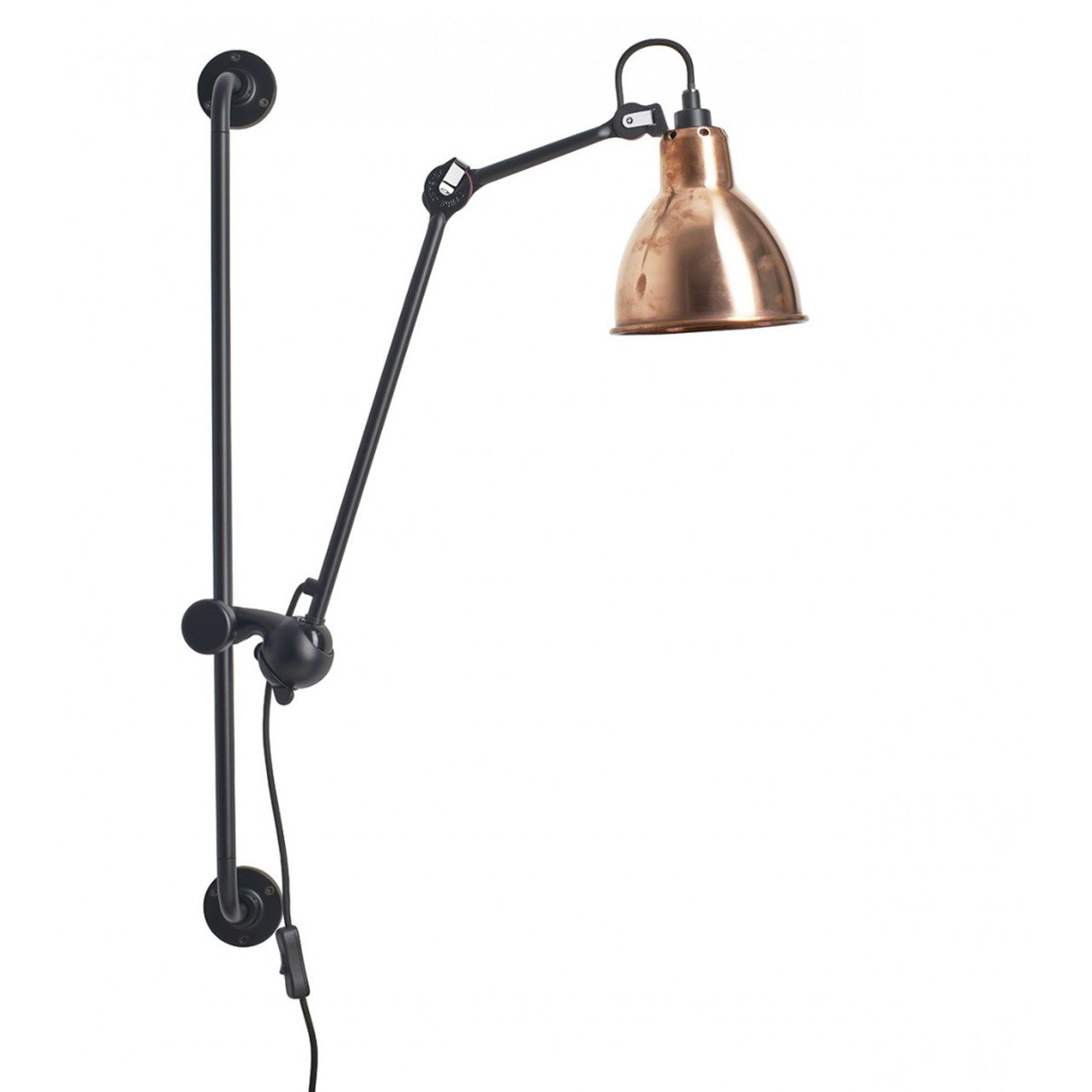 DCW Éditions Runde Wandleuchte 'Lampe Gras N°210'  Schwarz-Kupfer-Roh-Weiss,  Rund