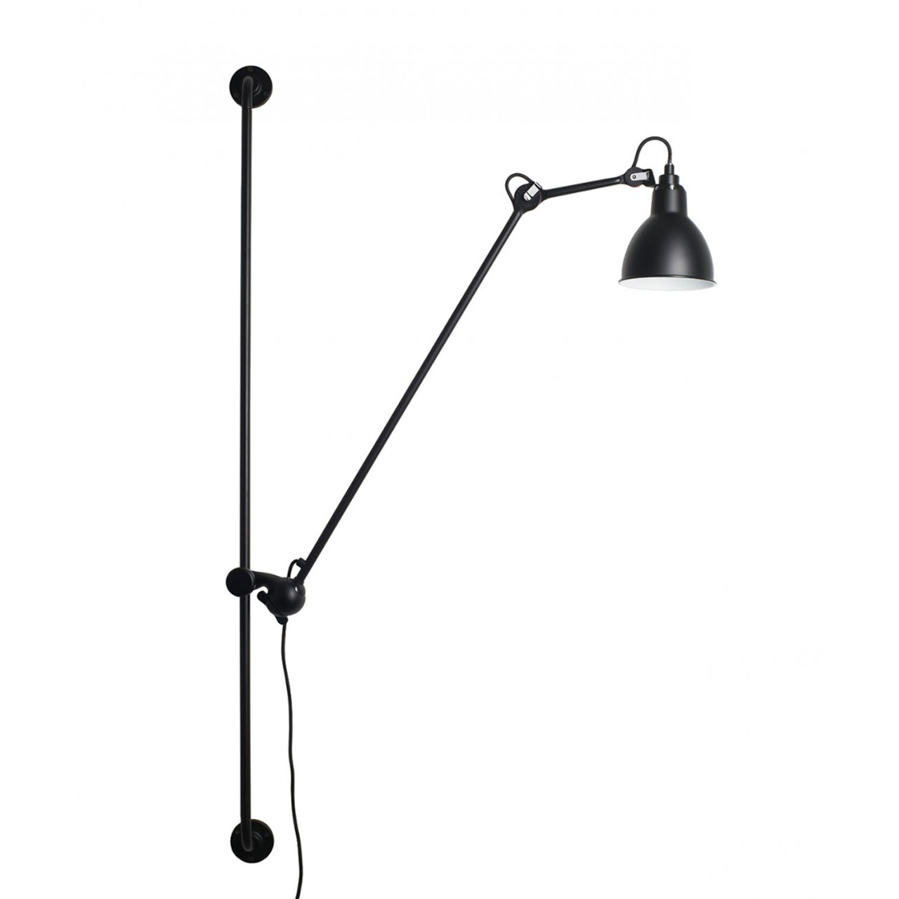 DCW Éditions Runde Wandleuchte 'Lampe Gras N°214'  Schwarz-Schwarz,  Rund