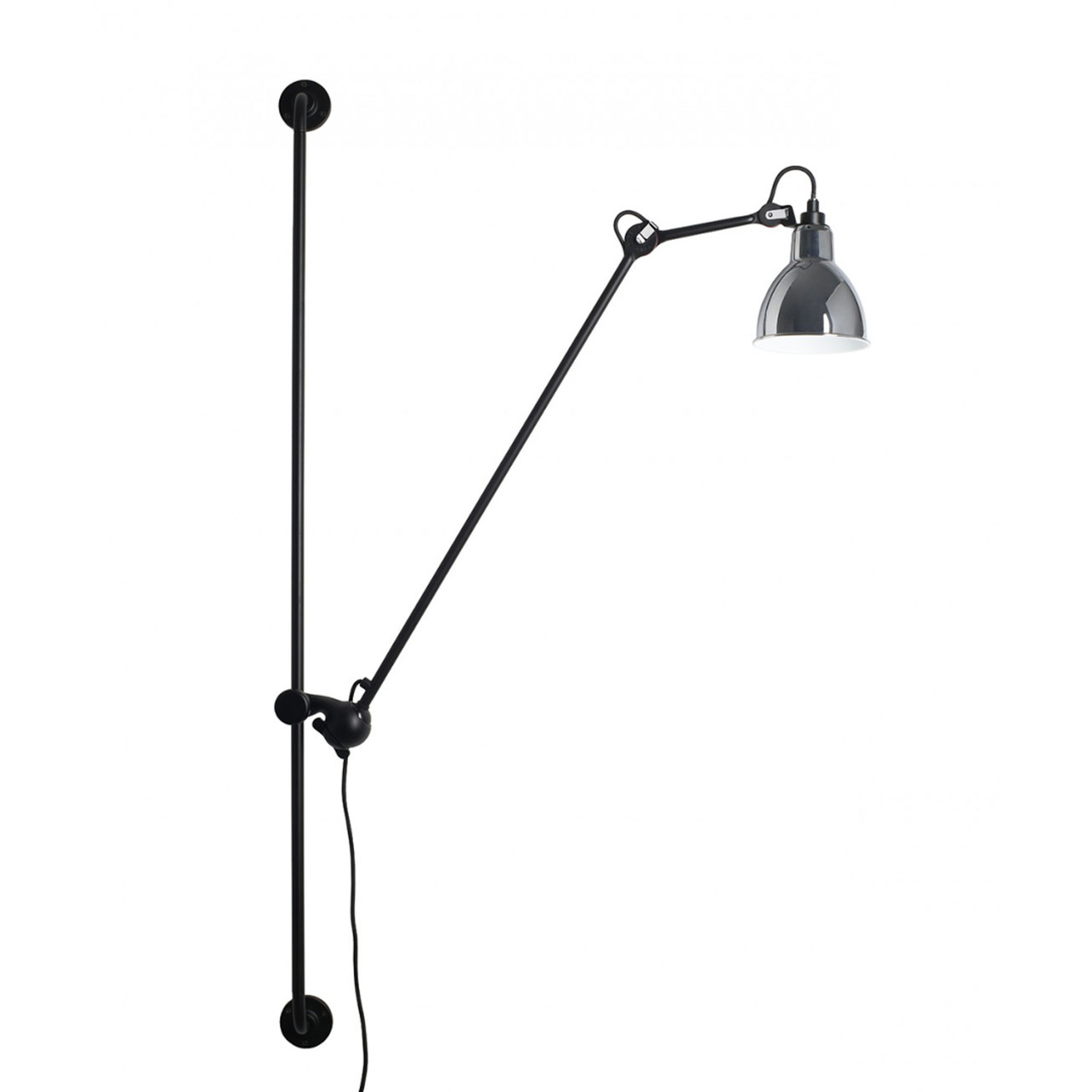 DCW Éditions Runde Wandleuchte 'Lampe Gras N°214'  Schwarz-Chrom,  Rund