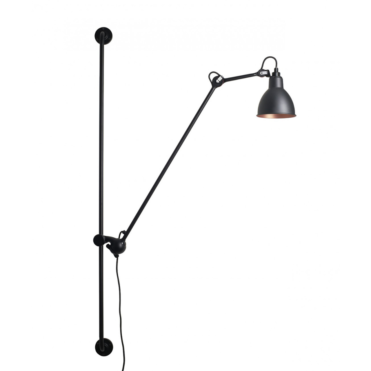 DCW Éditions Runde Wandleuchte 'Lampe Gras N°214'  Schwarz-Schwarz-Kupfer,  Rund