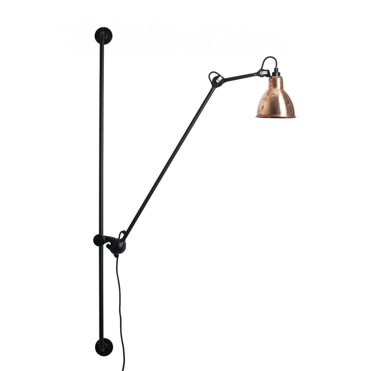DCW Éditions Runde Wandleuchte 'Lampe Gras N°214'  Schwarz-Kupfer-Roh-Weiss,  Rund