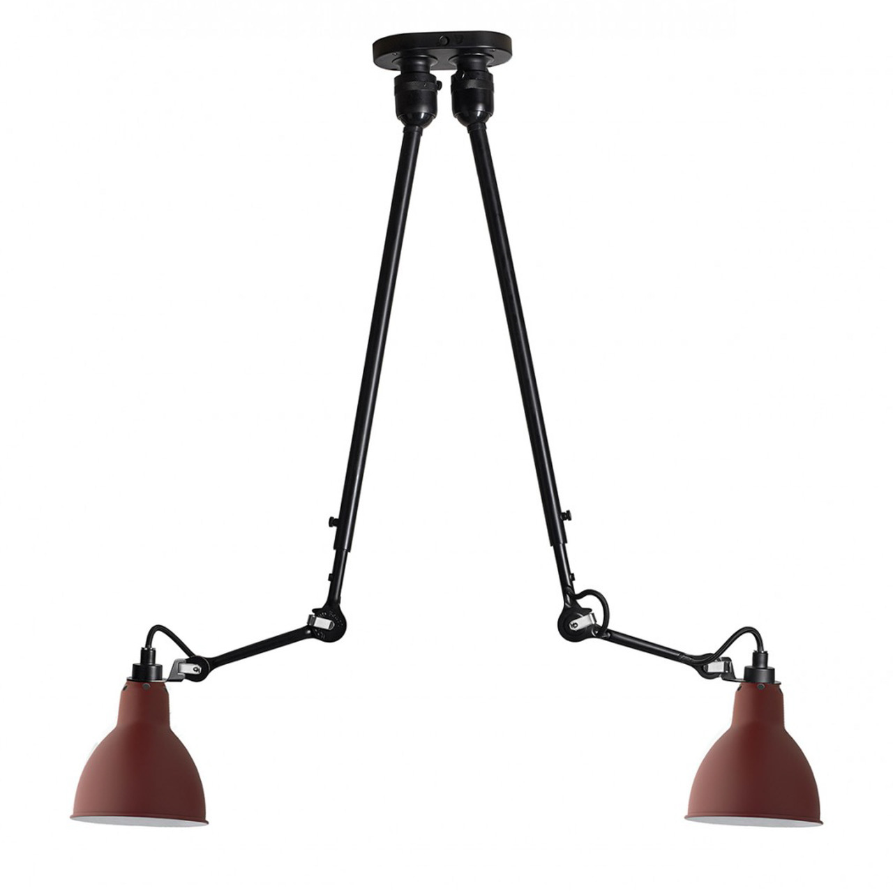 DCW Éditions Deckenleuchte 'Lampe Gras N°302 Double' Schwarz-Rot, Rund