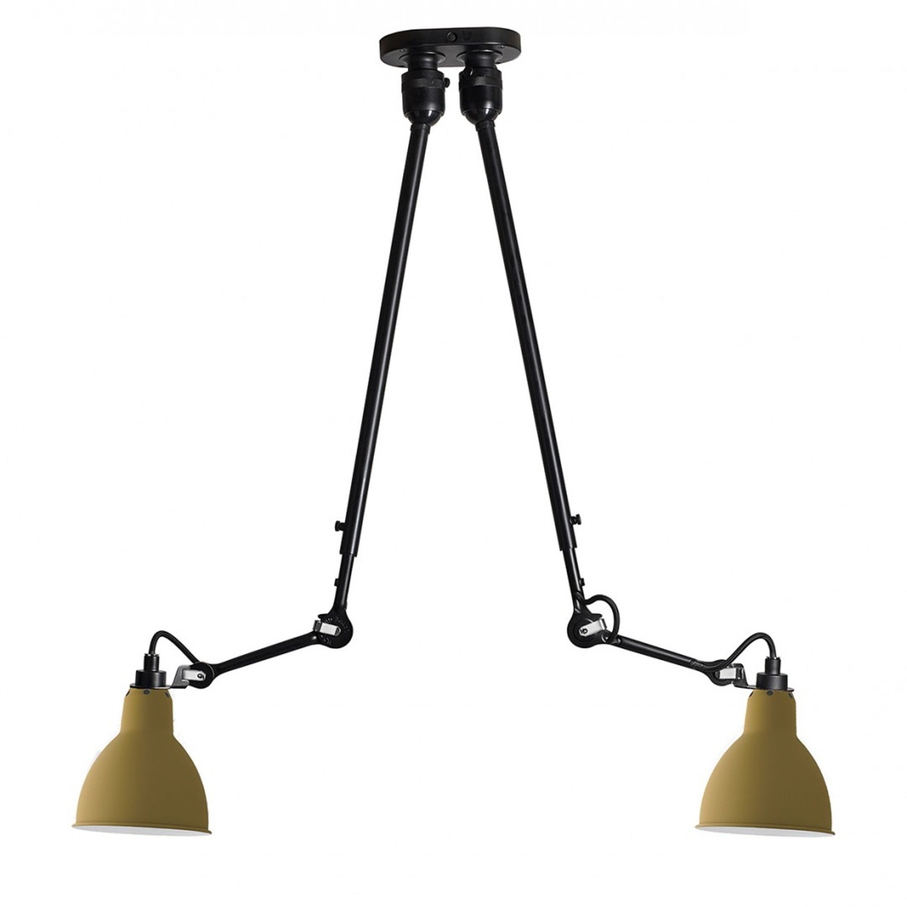 DCW Éditions Deckenleuchte 'Lampe Gras N°302 Double' Schwarz-Gelb, Rund
