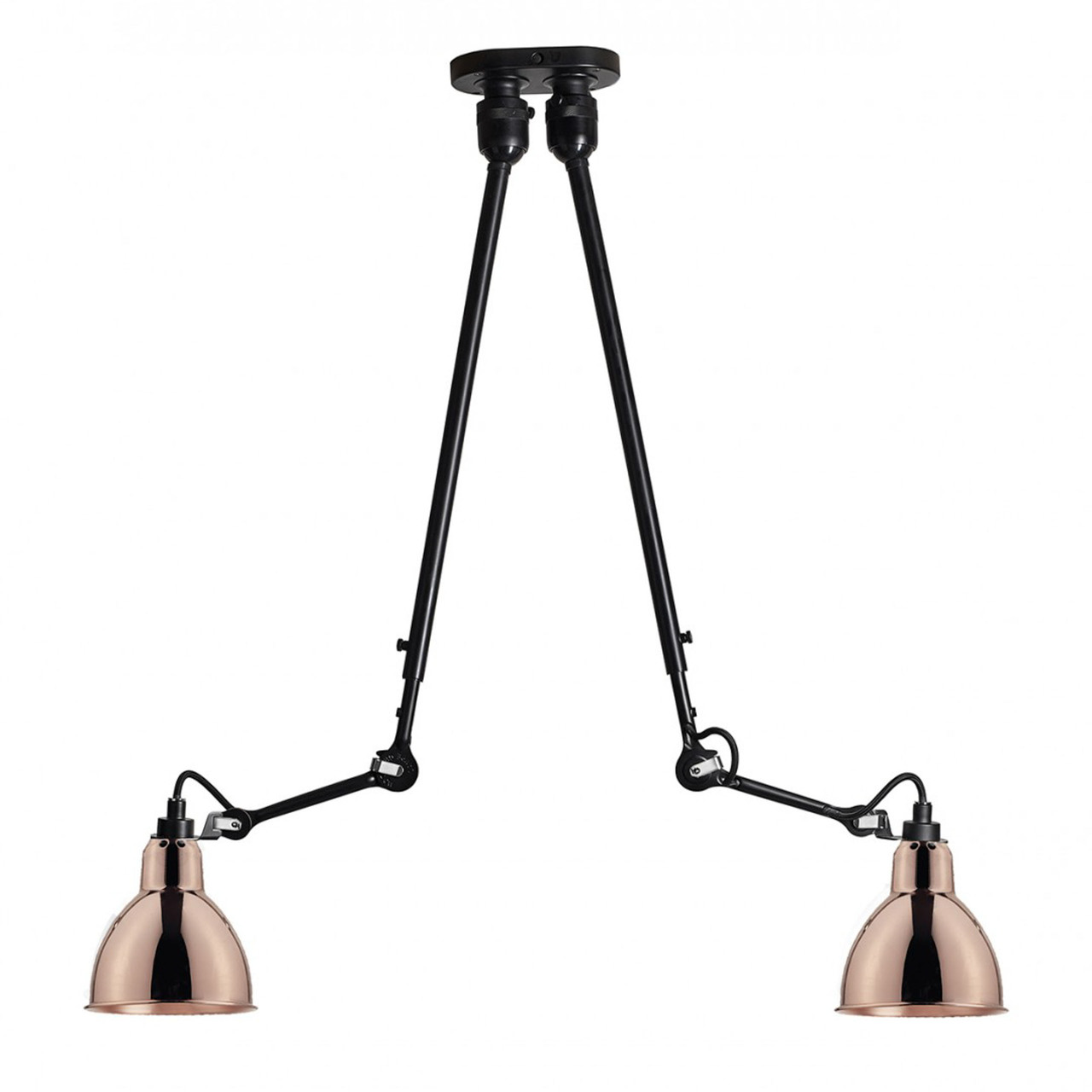 DCW Éditions Deckenleuchte 'Lampe Gras N°302 Double' Schwarz-Kupfer, Rund