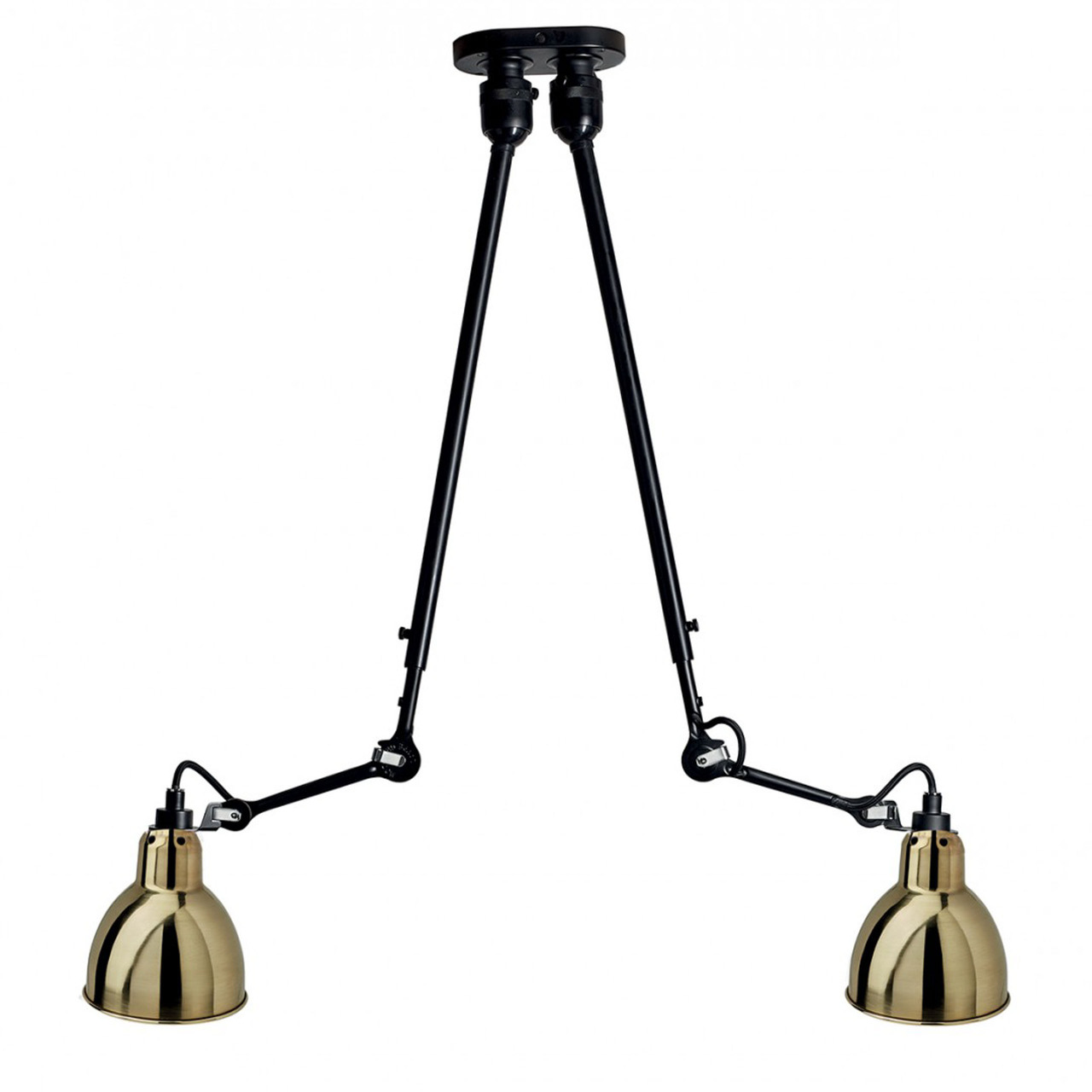 DCW Éditions Deckenleuchte 'Lampe Gras N°302 Double' Schwarz-Messing, Rund
