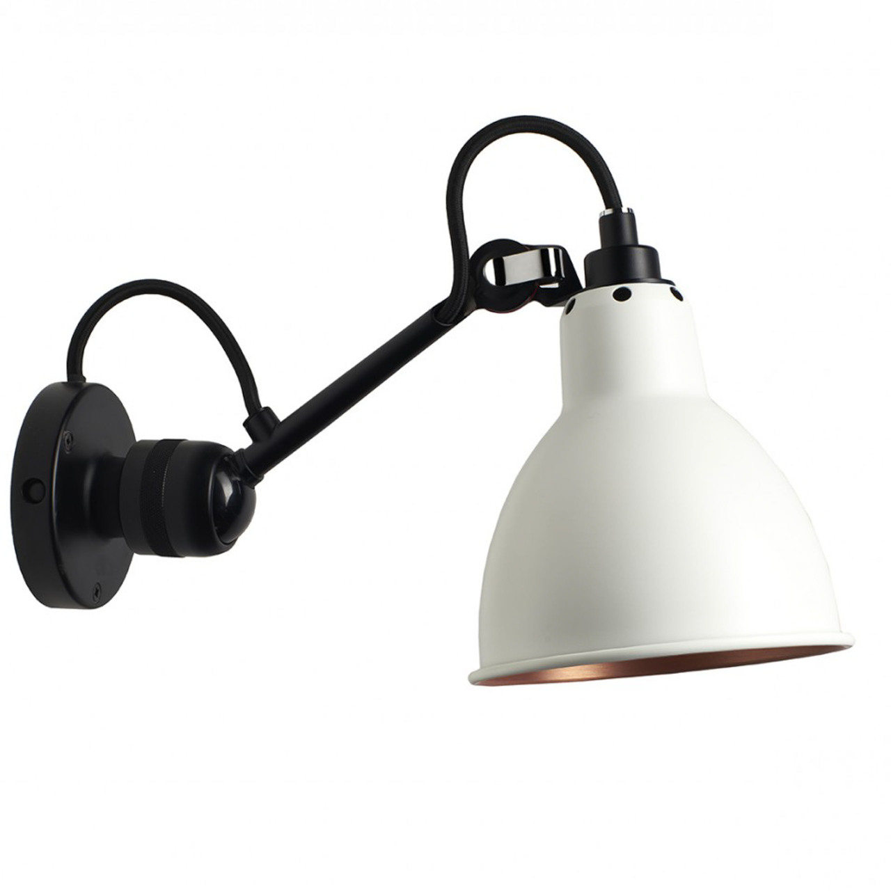 DCW Éditions Runde Spot 'Lampe Gras 304' Schwarz-Weiss-Kupfer, Rund, Ohne Kippschalter und Kabel