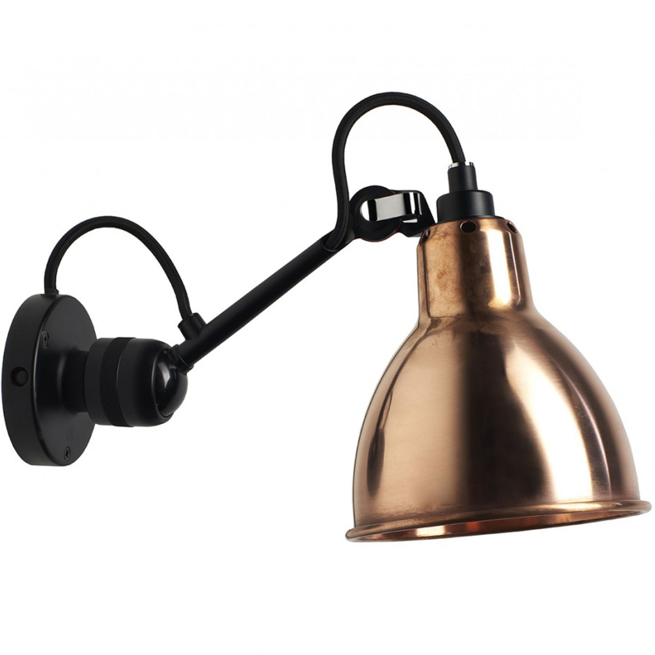 DCW Éditions Runde Spot 'Lampe Gras 304' Schwarz-Kupfer-Roh, Rund, Ohne Kippschalter und Kabel