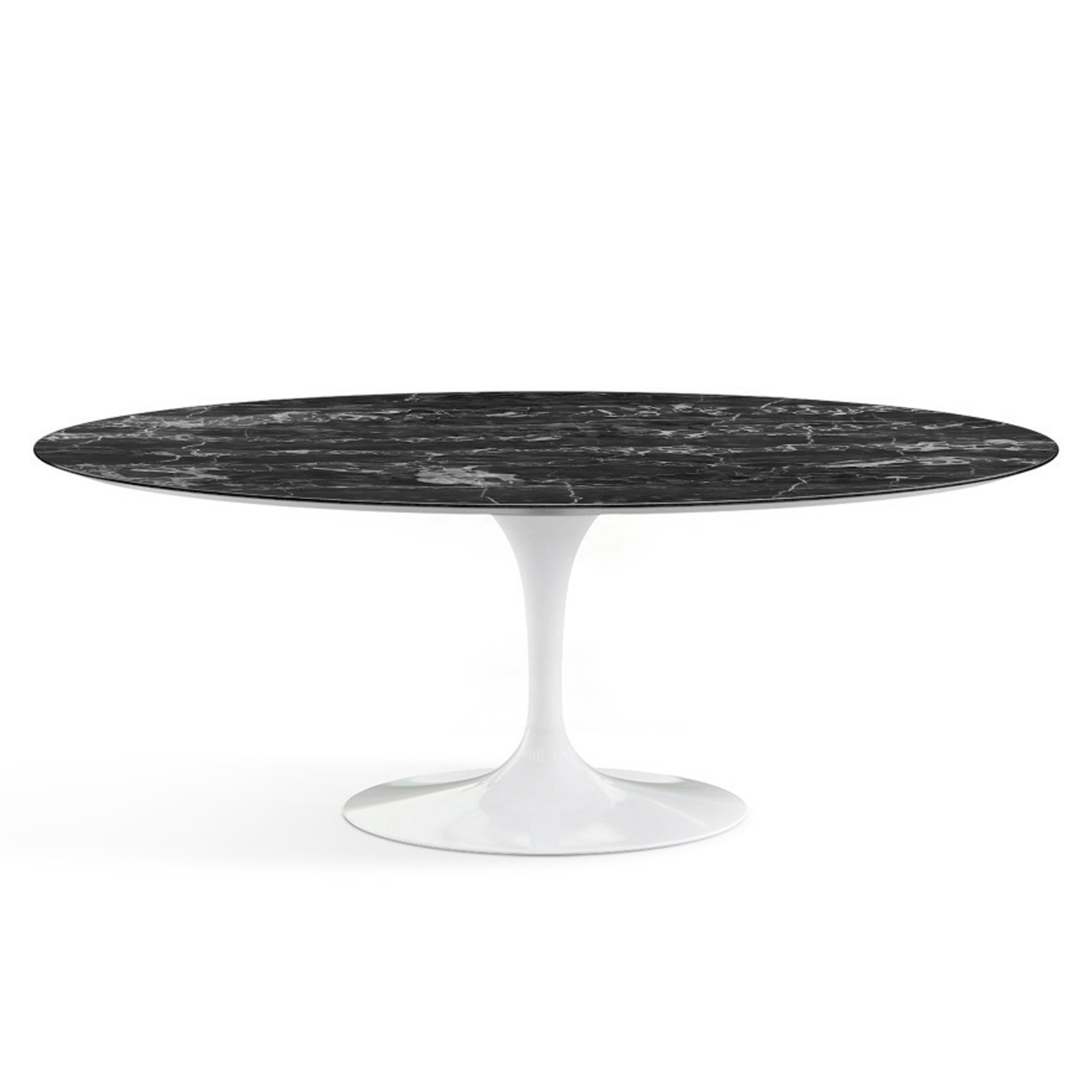 Knoll International Esstisch 'Saarinen' Marmor Nero Marquina, Weiss, L: 198 cm