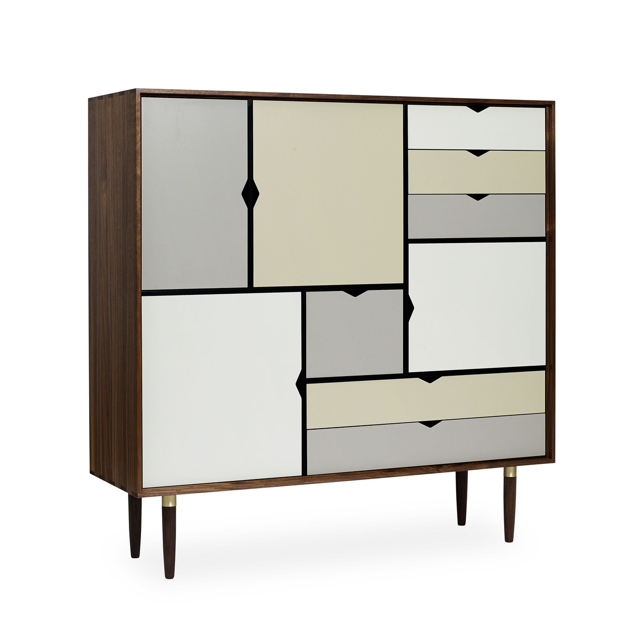 Andersen Furniture Raffinierte Kommode 'Storage S3' Walnuss geölt / Türen in Grautönen
