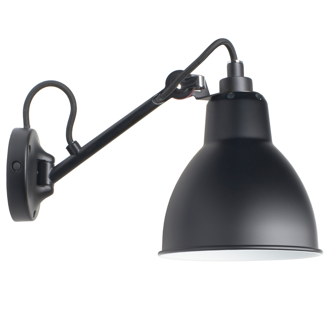 DCW Éditions Wandleuchte 'Lampe Gras N°104' Schwarz-Schwarz