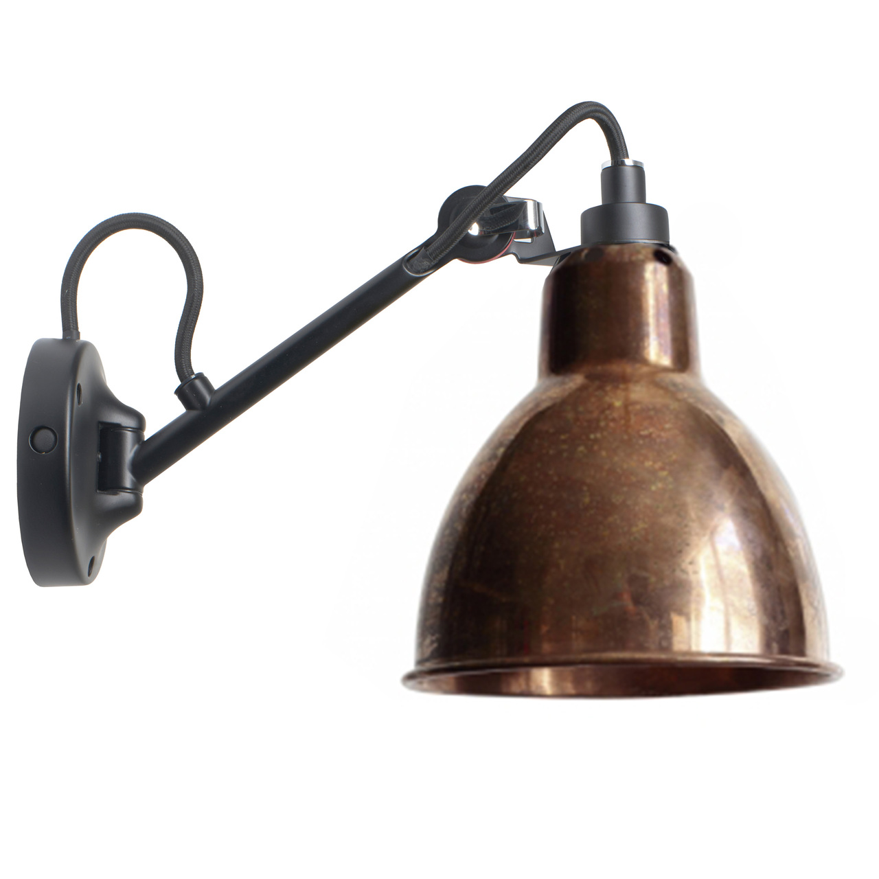 DCW Éditions Wandleuchte 'Lampe Gras N°104' Schwarz-Kupfer-Roh