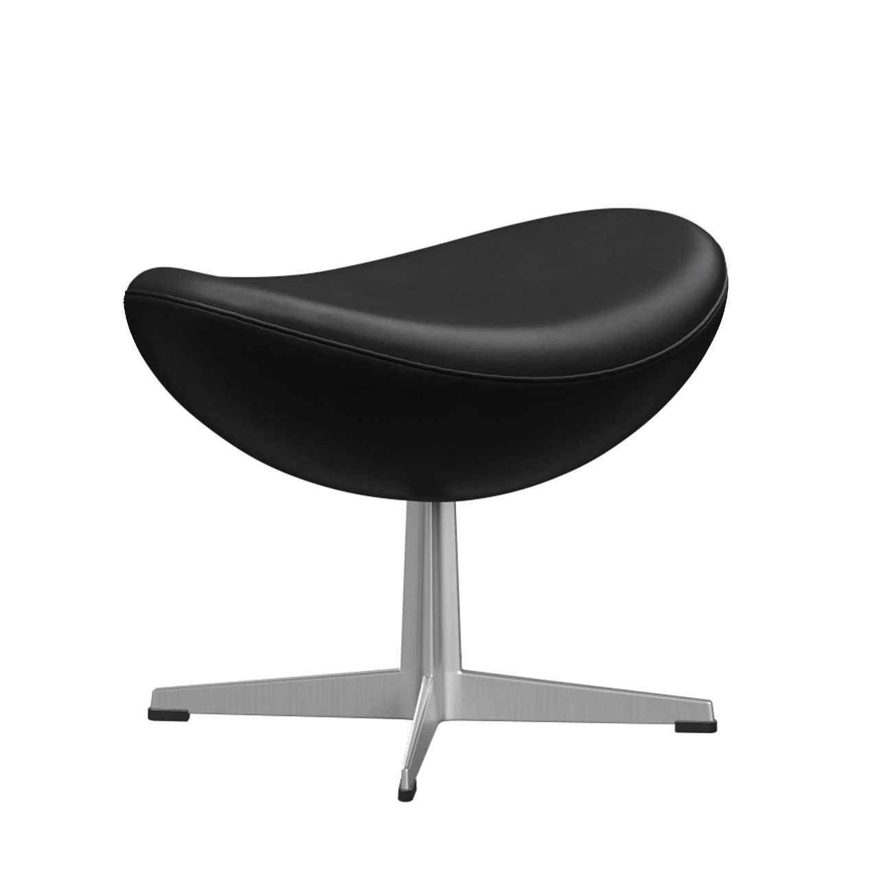 Fritz Hansen Ottoman 'Egg' Leder Schwarz - Grace